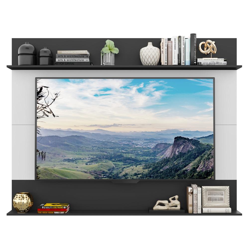 Painel com Suporte TV 65" e Prateleiras Amsterdã Classic Multimóveis Branco/Preto