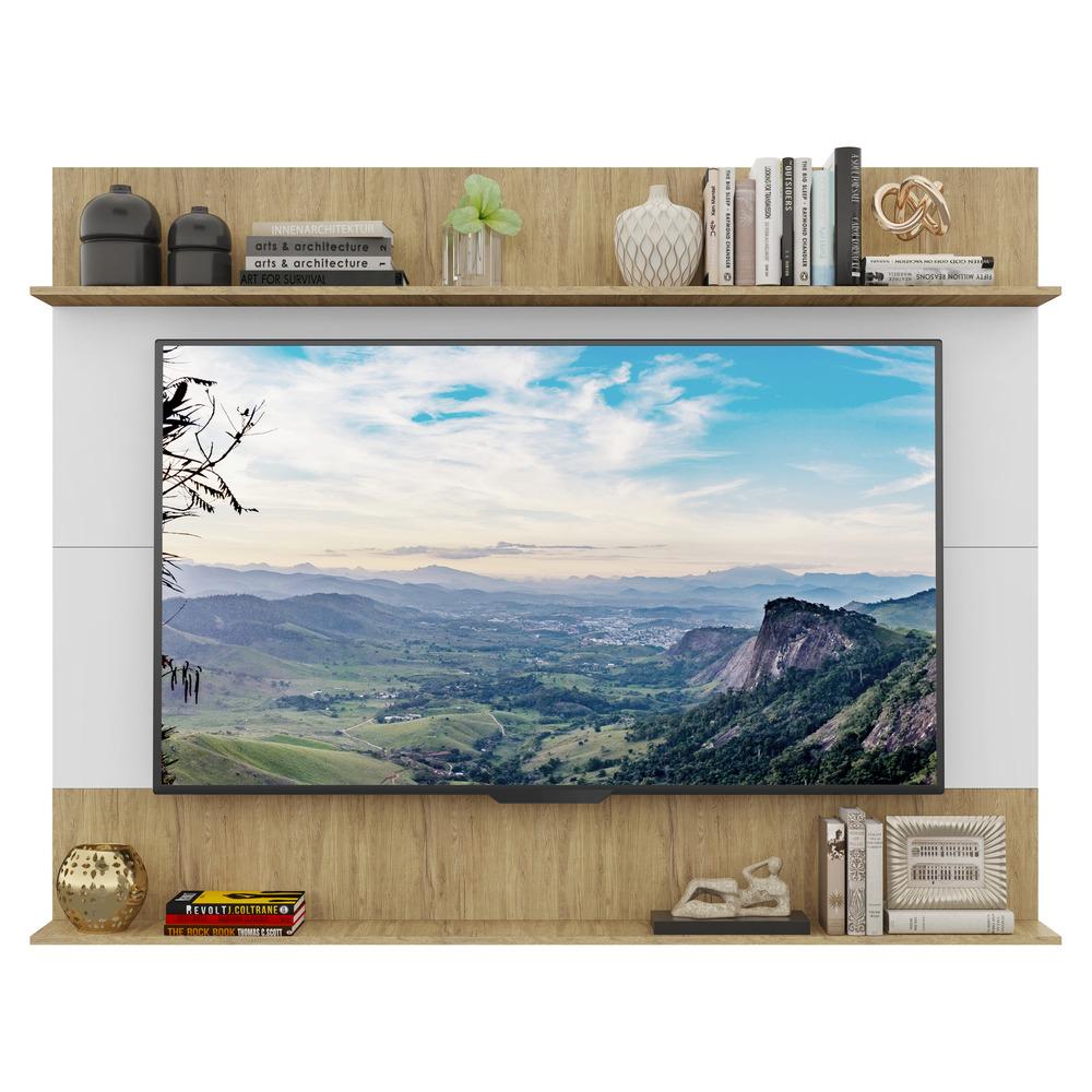 Painel com Suporte TV 65" e Prateleiras Amsterdã Classic Multimóveis Branco/Rustic