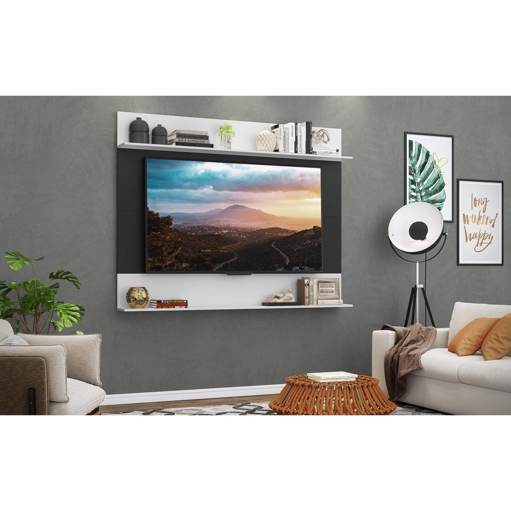 Painel com Suporte TV 65" e Prateleiras Amsterdã Classic Multimóveis Preto/Branco