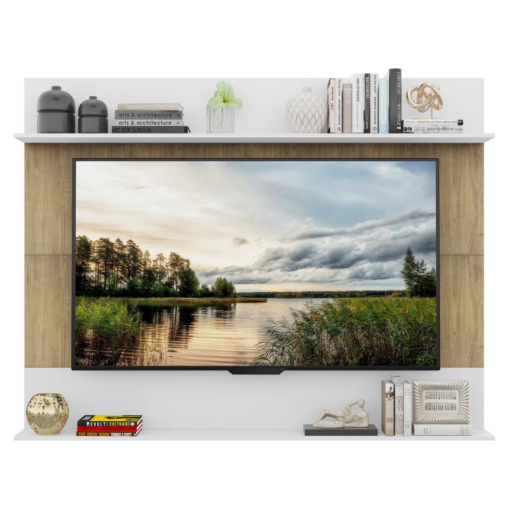 Painel com Suporte TV 65" e Prateleiras Amsterdã Classic Multimóveis Rustic/Branco
