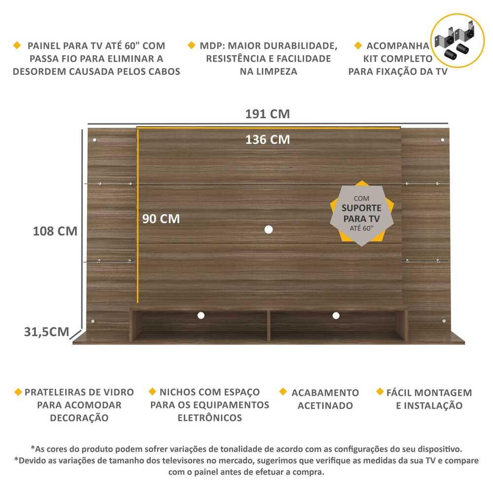 Painel com Suporte para TV até 60" Multimóveis Nairóbi FG3071 Madeirado