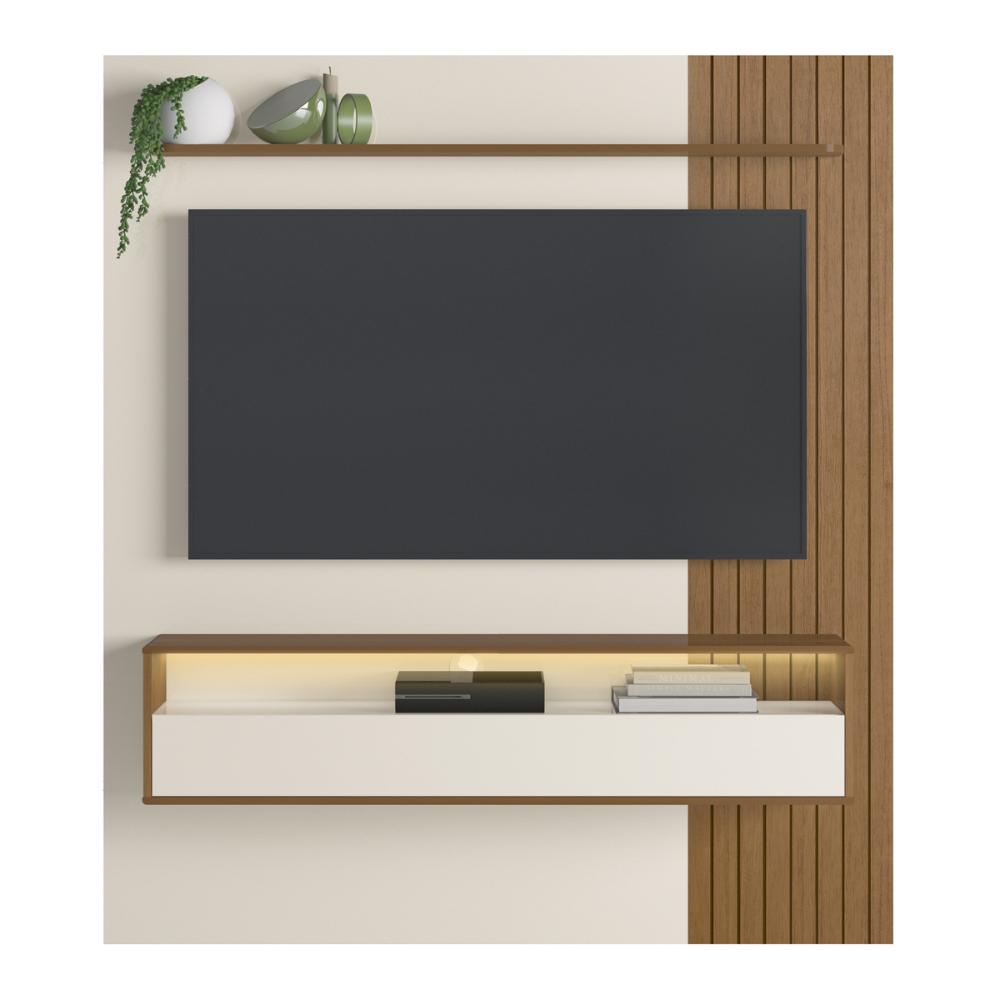 Painel com Suporte para TV até 65 Polegadas 1 Porta Multimóveis CR45316 Cinamomo/Off White