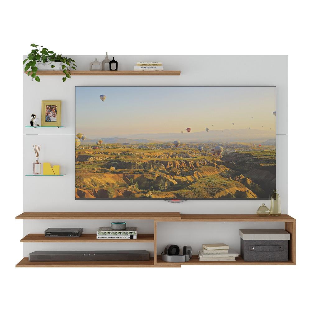 Painel com Suporte para TV até 65 Polegadas 1 Porta e Prateleiras Multimóveis MP1073 Branco/Rustic
