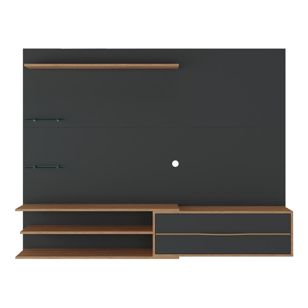 Painel com Suporte para TV até 65 Polegadas 1 Porta e Prateleiras Multimóveis MP1073 Preto/Rustic