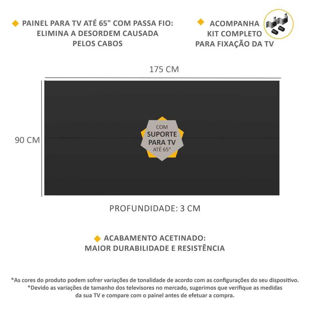 Painel com Suporte para TV até 65" Multimóveis Amsterdã FG3324 Preto