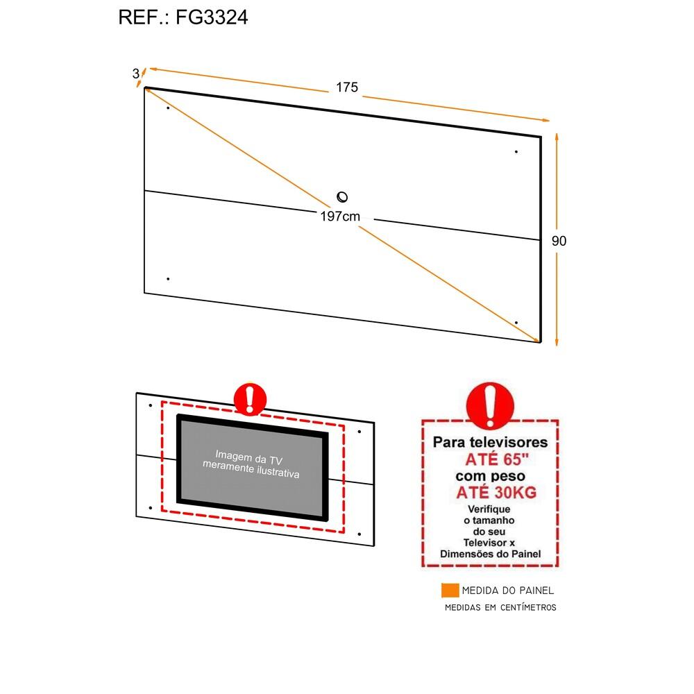 Painel com Suporte para TV até 65" Multimóveis Amsterdã FG3324 Preto