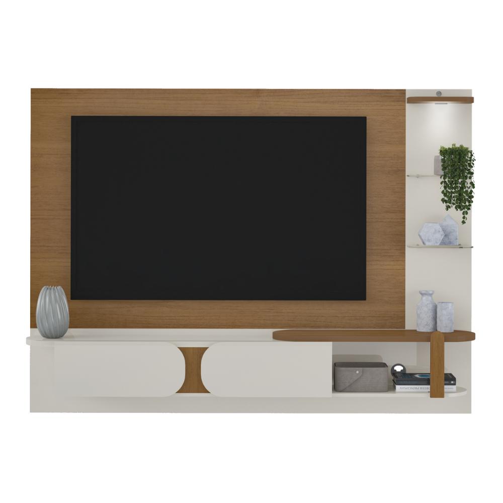 Painel com Suporte para TV até 72 Polegadas 2 Portas Multimóveis CR45318 Cinamomo/Off White