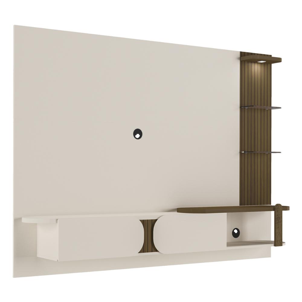 Painel com Suporte para TV até 72 Polegadas 2 Portas Multimóveis CR45318 Off White/Pinho Ripado