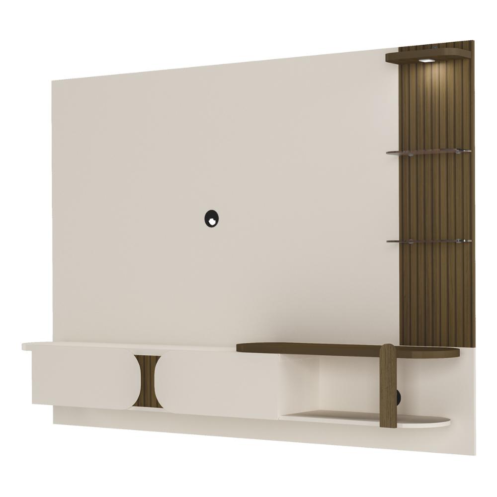 Painel com Suporte para TV até 72 Polegadas 2 Portas Multimóveis CR45318 Off White/Pinho Ripado
