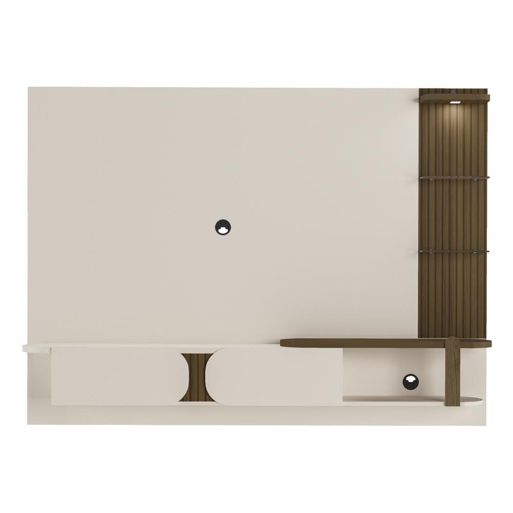 Painel com Suporte para TV até 72 Polegadas 2 Portas Multimóveis CR45318 Off White/Pinho Ripado