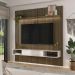 Painel com Suporte para TV até 75 Pol com LED Multimóveis CR45314 Pinho Ripado/Off White