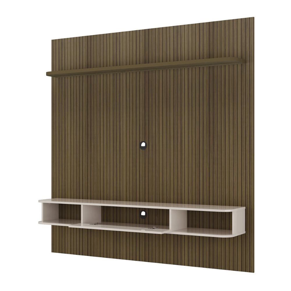 Painel com Suporte para TV até 75 Pol com LED Multimóveis CR45314 Pinho Ripado/Off White