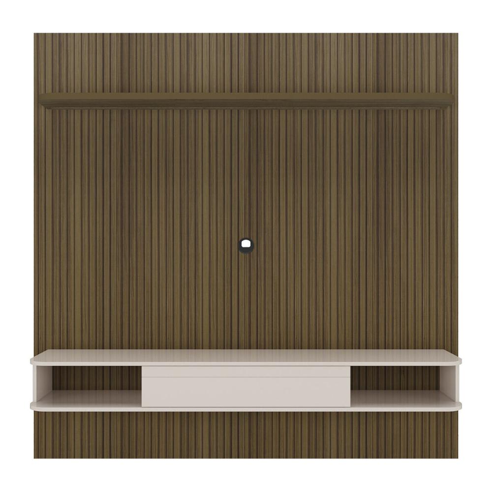 Painel com Suporte para TV até 75 Pol com LED Multimóveis CR45314 Pinho Ripado/Off White