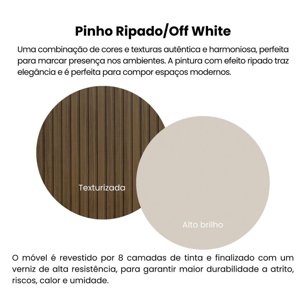 Painel com Suporte para TV até 75 Pol com LED Multimóveis CR45314 Pinho Ripado/Off White