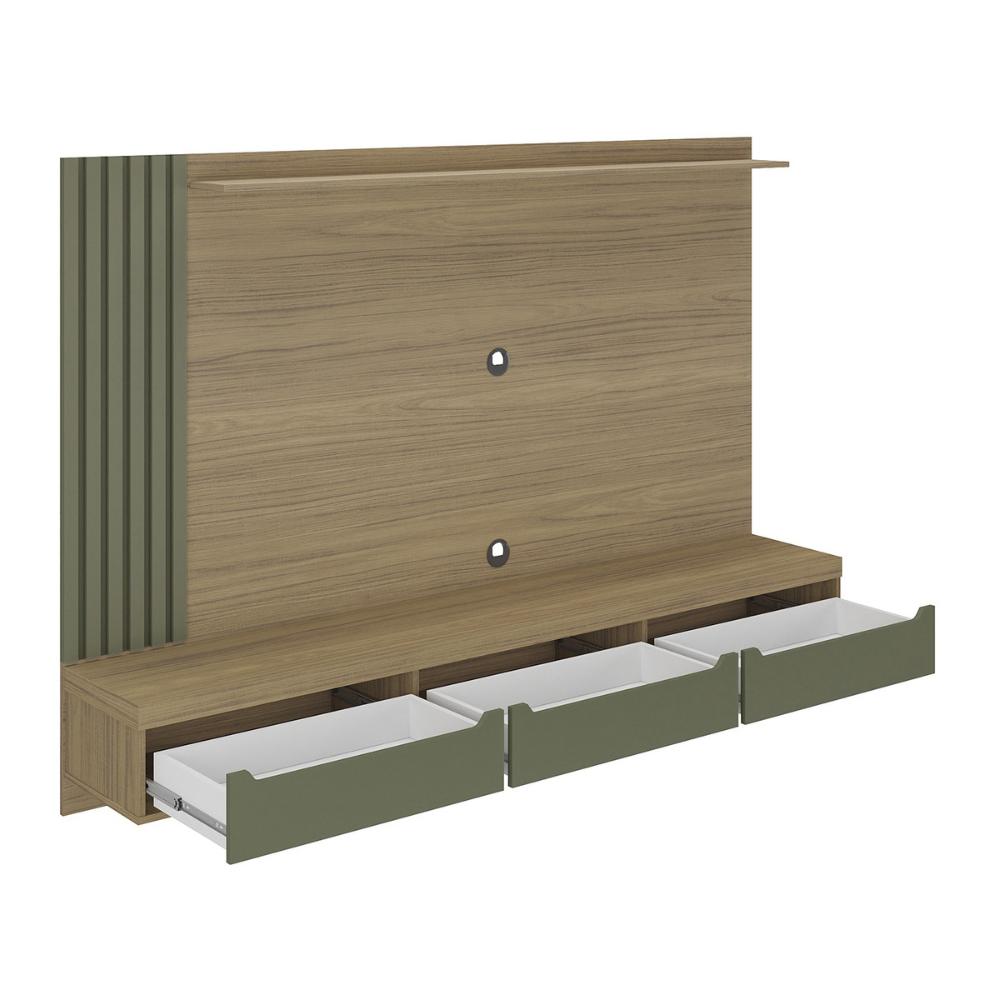 Painel com Suporte para TV até 75 Polegadas 3 Gavetas Multimóveis CR45317 Carvalho/Menta