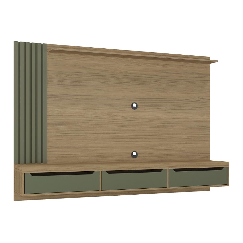 Painel com Suporte para TV até 75 Polegadas 3 Gavetas Multimóveis CR45317 Carvalho/Menta