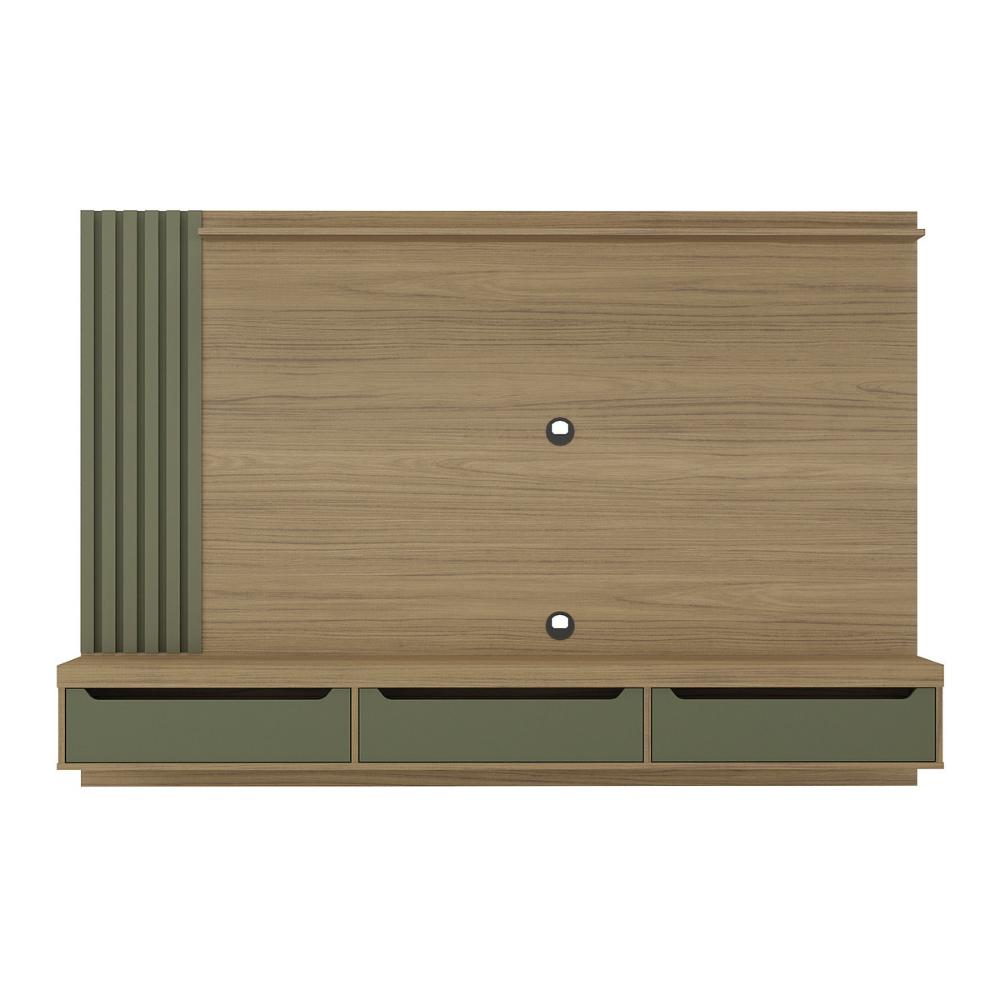 Painel com Suporte para TV até 75 Polegadas 3 Gavetas Multimóveis CR45317 Carvalho/Menta