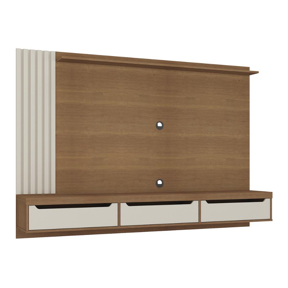 Painel com Suporte para TV até 75 Polegadas 3 Gavetas Multimóveis CR45317 Cinamomo/Off White