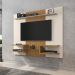 Painel para TV até 55 Polegadas com Vidro e Prateleiras Multimóveis CR45282 Off White/Cinamomo/Ripado