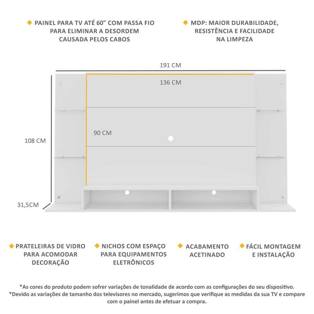 Painel para TV até 60" Multimóveis Nairóbi FG2739 Branco