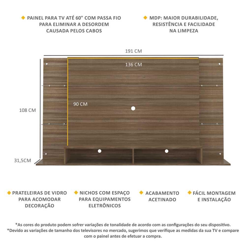 Painel para TV até 60" Multimóveis Nairóbi FG2739 Madeirado