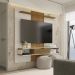 Painel para TV até 65 Polegadas com 1 Porta Basculante e Nichos Multimóveis CR45287 Off White/Cinamomo/Ripado