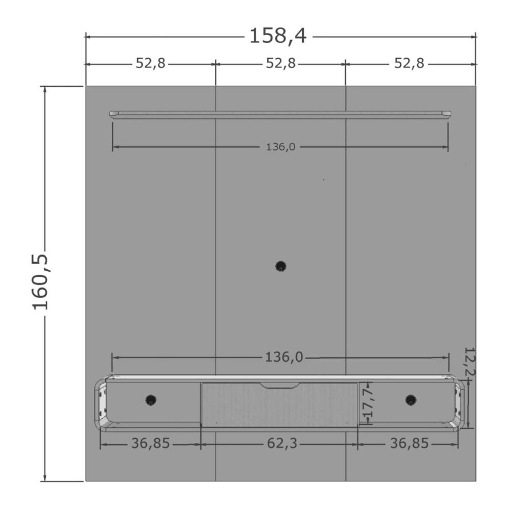 Painel para TV até 65 Polegadas com 1 Porta Basculante e Nichos Multimóveis CR45287 Off White/Naturalle/Ripado