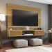 Painel para TV até 65 Polegadas com 2 Portas Basculantes Multimóveis CR45281 Cinamomo/Off White/Ripado
