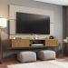 Painel para TV até 65 Polegadas com 2 Portas Basculantes Multimóveis CR45281 Off White/Cinamomo/Ripado