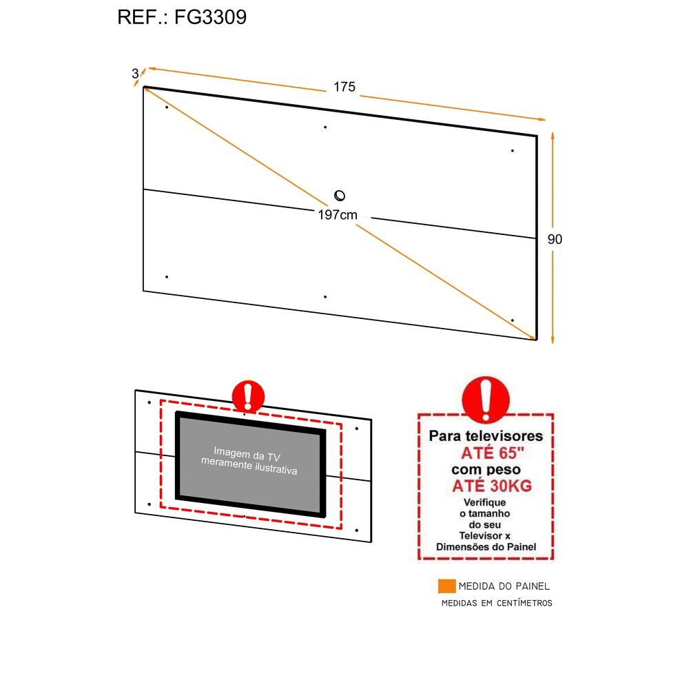 Painel para TV até 65" Multimóveis Amsterdã FG3309 Branco