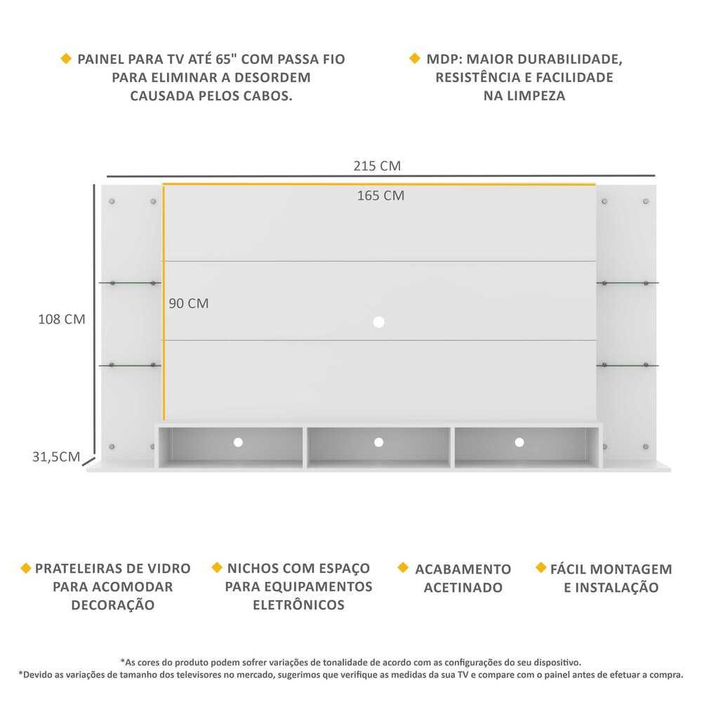 Painel para TV até 65" Multimóveis Nairóbi Plus FG3113 Branco