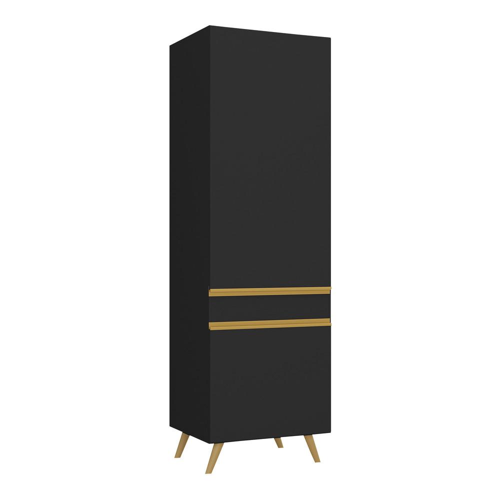 Paneleiro 2 Portas 62cm Veneza Multimóveis V3739 Preto/Dourado