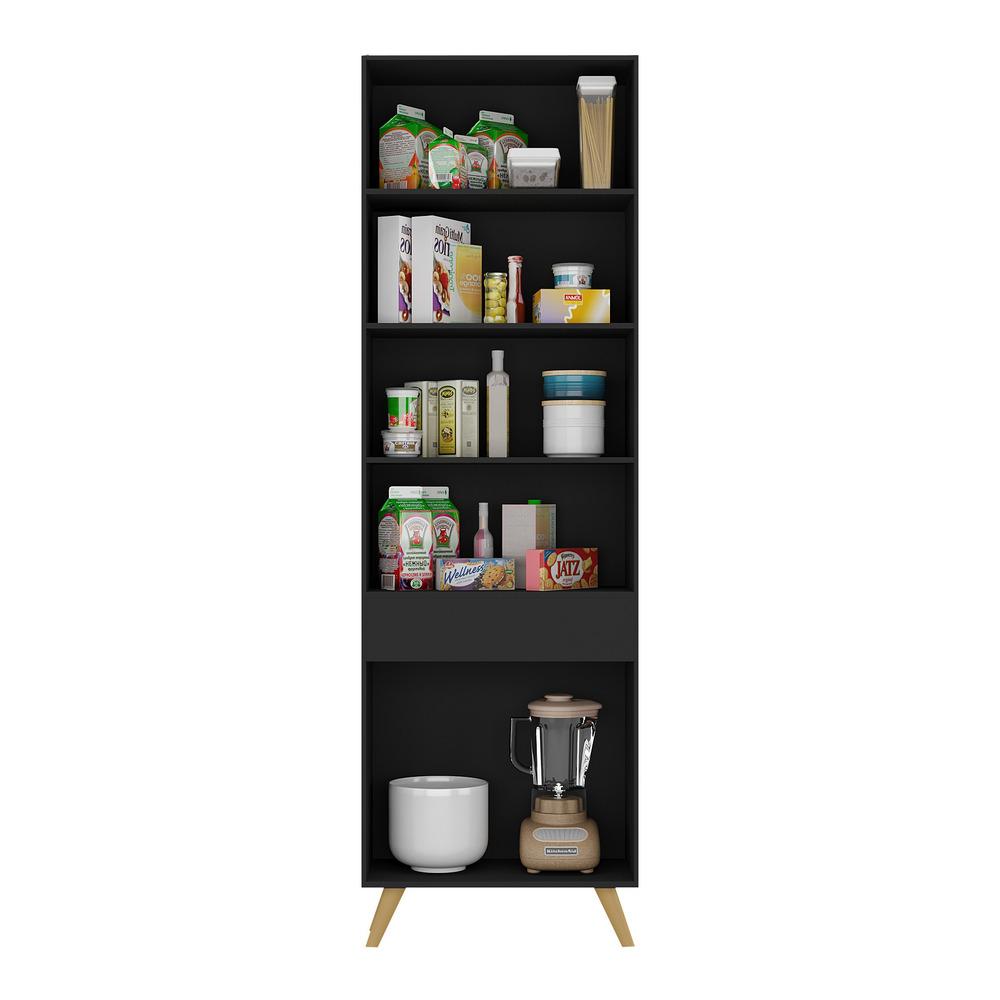 Paneleiro 2 Portas 62cm Veneza Multimóveis V3746 Preto/Dourado