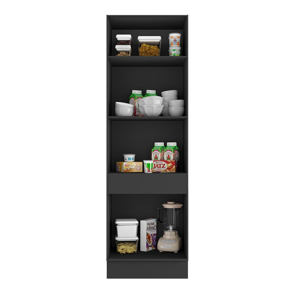 Paneleiro 2 Portas 62cm com Rodapé Veneza Multimóveis V2119 Preto/Dourado
