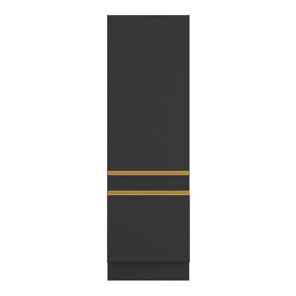 Paneleiro 2 Portas 62cm com Rodapé Veneza Multimóveis V2119 Preto/Dourado
