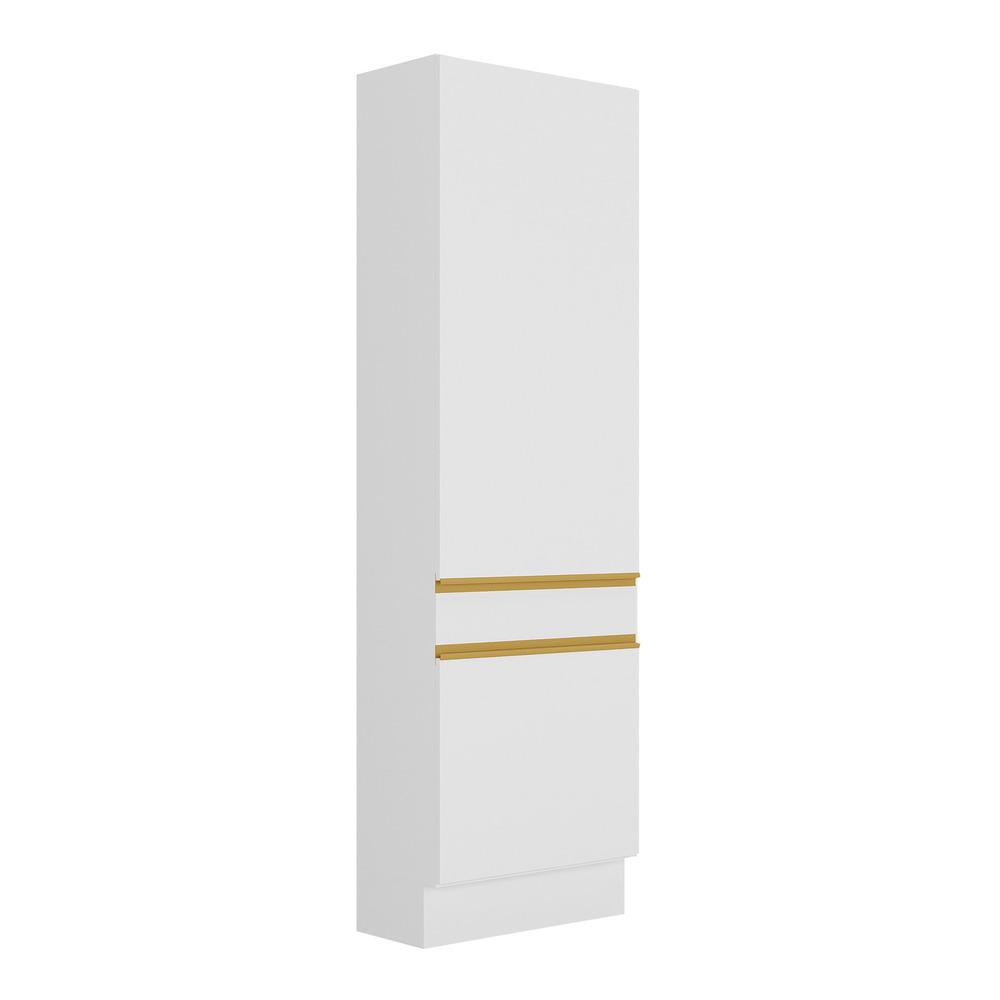 Paneleiro 2 Portas 62cm com Rodapé Veneza Multimóveis V2121 Branco/Dourado