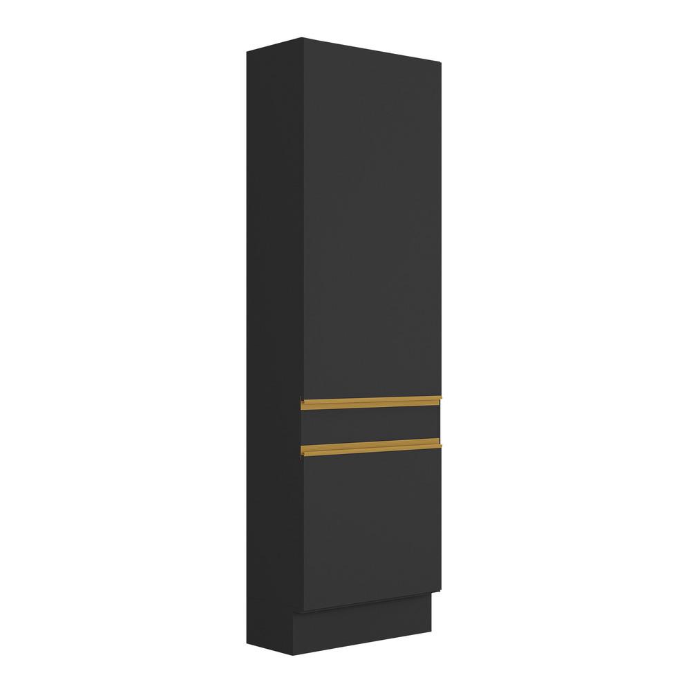 Paneleiro 2 Portas 62cm com Rodapé Veneza Multimóveis V2121 Preto/Dourado