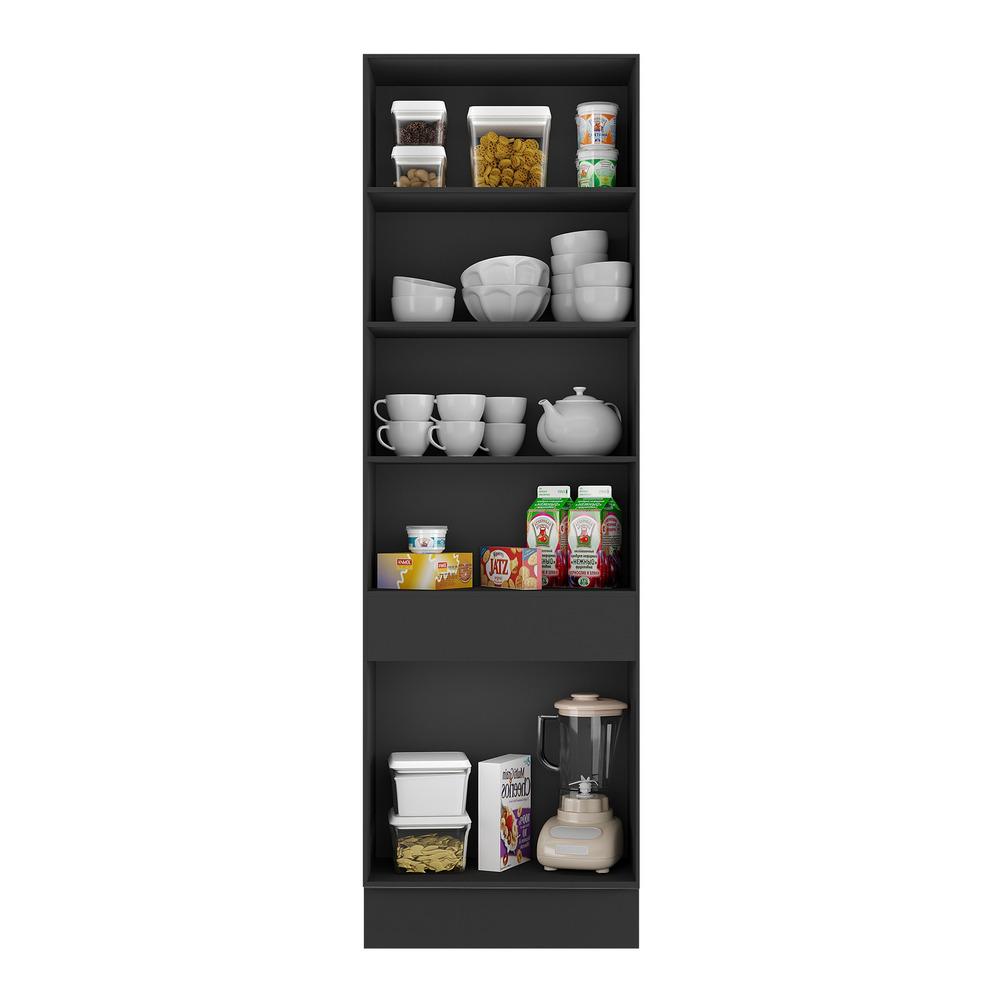 Paneleiro 2 Portas 62cm com Rodapé Veneza Multimóveis V2121 Preto/Dourado