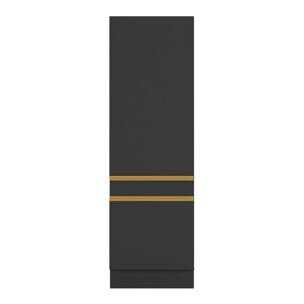 Paneleiro 2 Portas 62cm com Rodapé Veneza Multimóveis V2121 Preto/Dourado