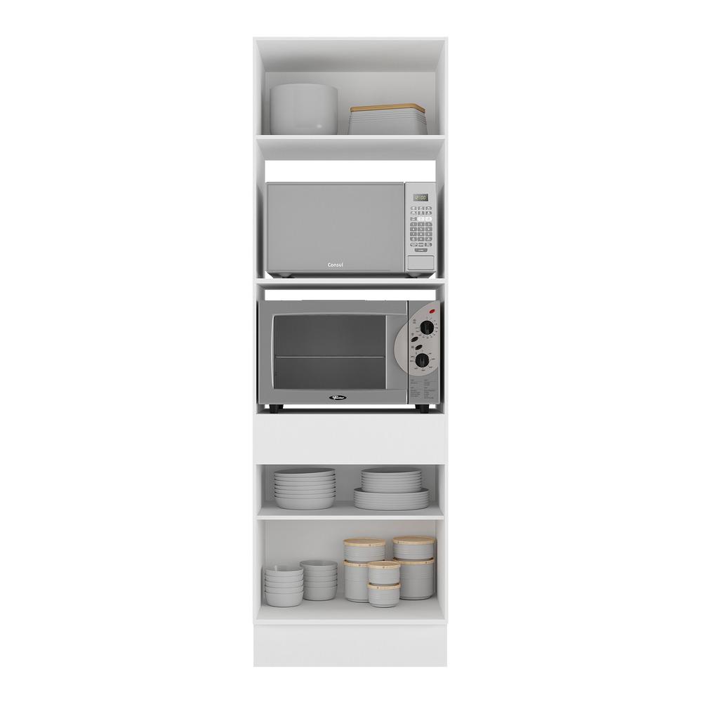 Paneleiro 2 Portas 63cm com Rodapé para Forno e Microondas Veneza Multimóveis V2116 Branco/Dourado