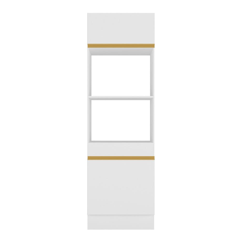 Paneleiro 2 Portas 63cm com Rodapé para Forno e Microondas Veneza Multimóveis V2116 Branco/Dourado
