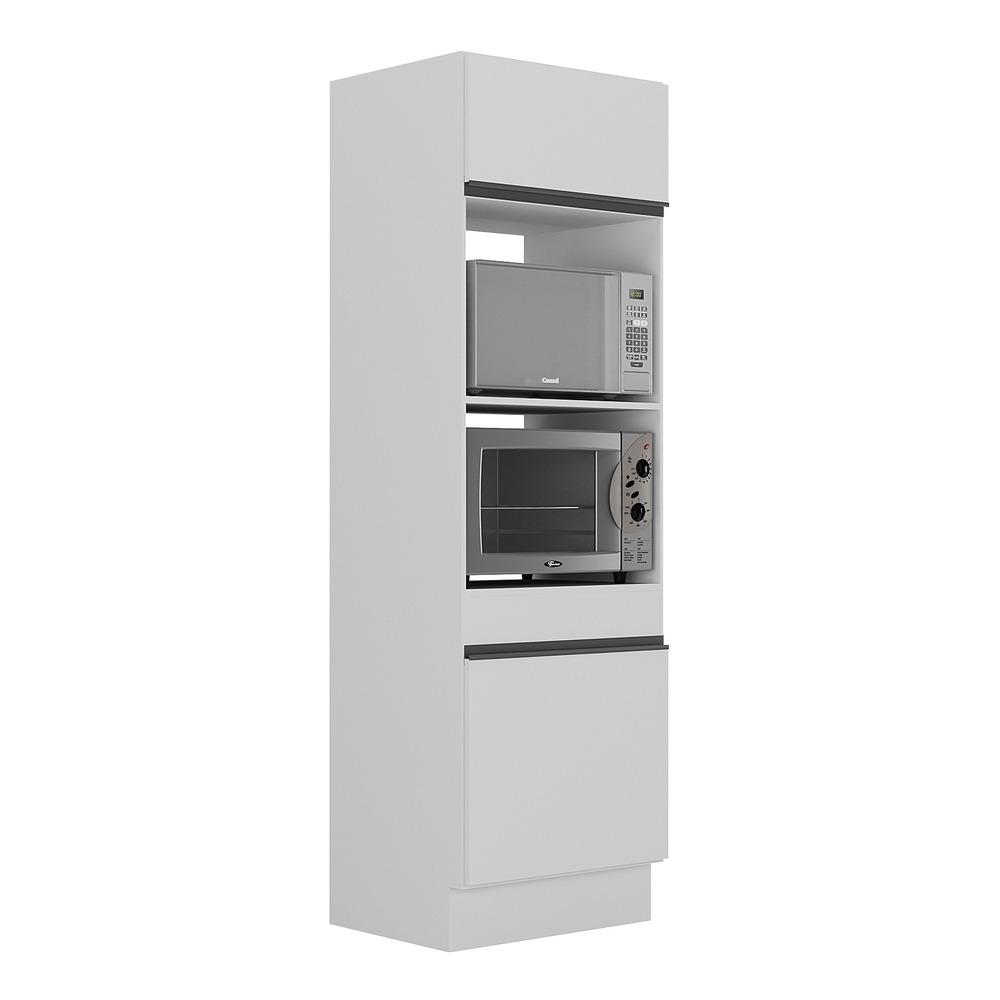 Paneleiro 2 Portas 63cm com Rodapé para Forno e Microondas Veneza Multimóveis V2116 Branco/Preto