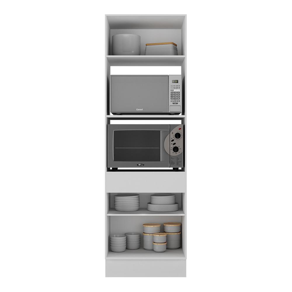 Paneleiro 2 Portas 63cm com Rodapé para Forno e Microondas Veneza Multimóveis V2116 Branco/Preto