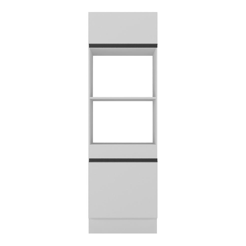 Paneleiro 2 Portas 63cm com Rodapé para Forno e Microondas Veneza Multimóveis V2116 Branco/Preto