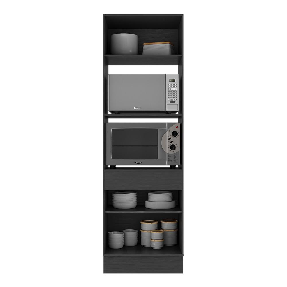 Paneleiro 2 Portas 63cm com Rodapé para Forno e Microondas Veneza Multimóveis V2116 Preto