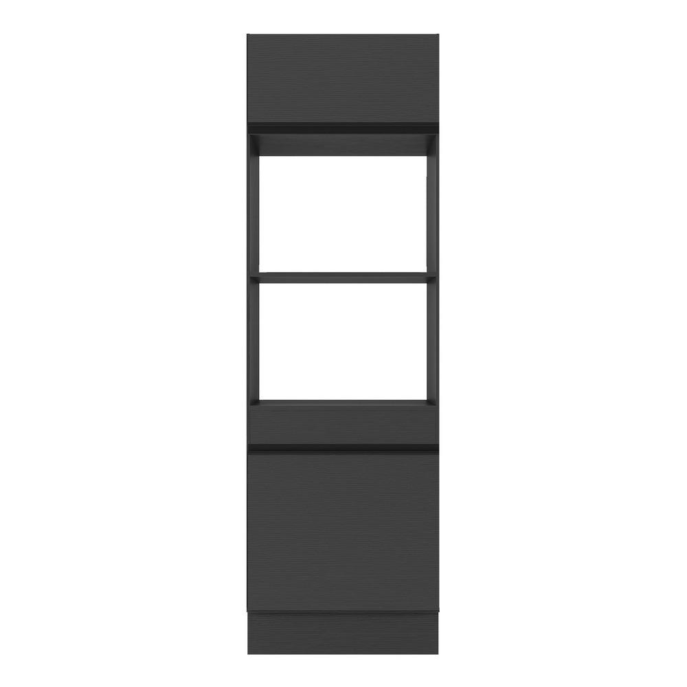 Paneleiro 2 Portas 63cm com Rodapé para Forno e Microondas Veneza Multimóveis V2116 Preto