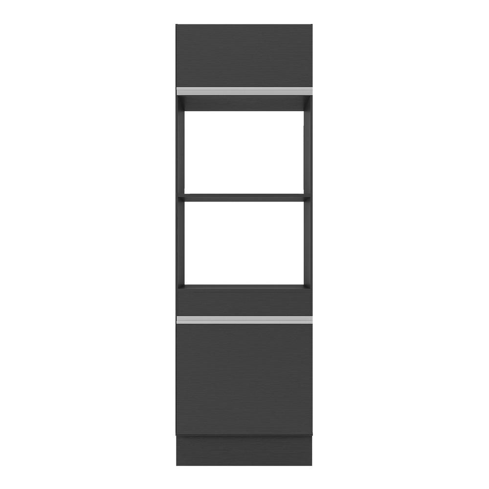 Paneleiro 2 Portas 63cm com Rodapé para Forno e Microondas Veneza Multimóveis V2116 Preto/Branco
