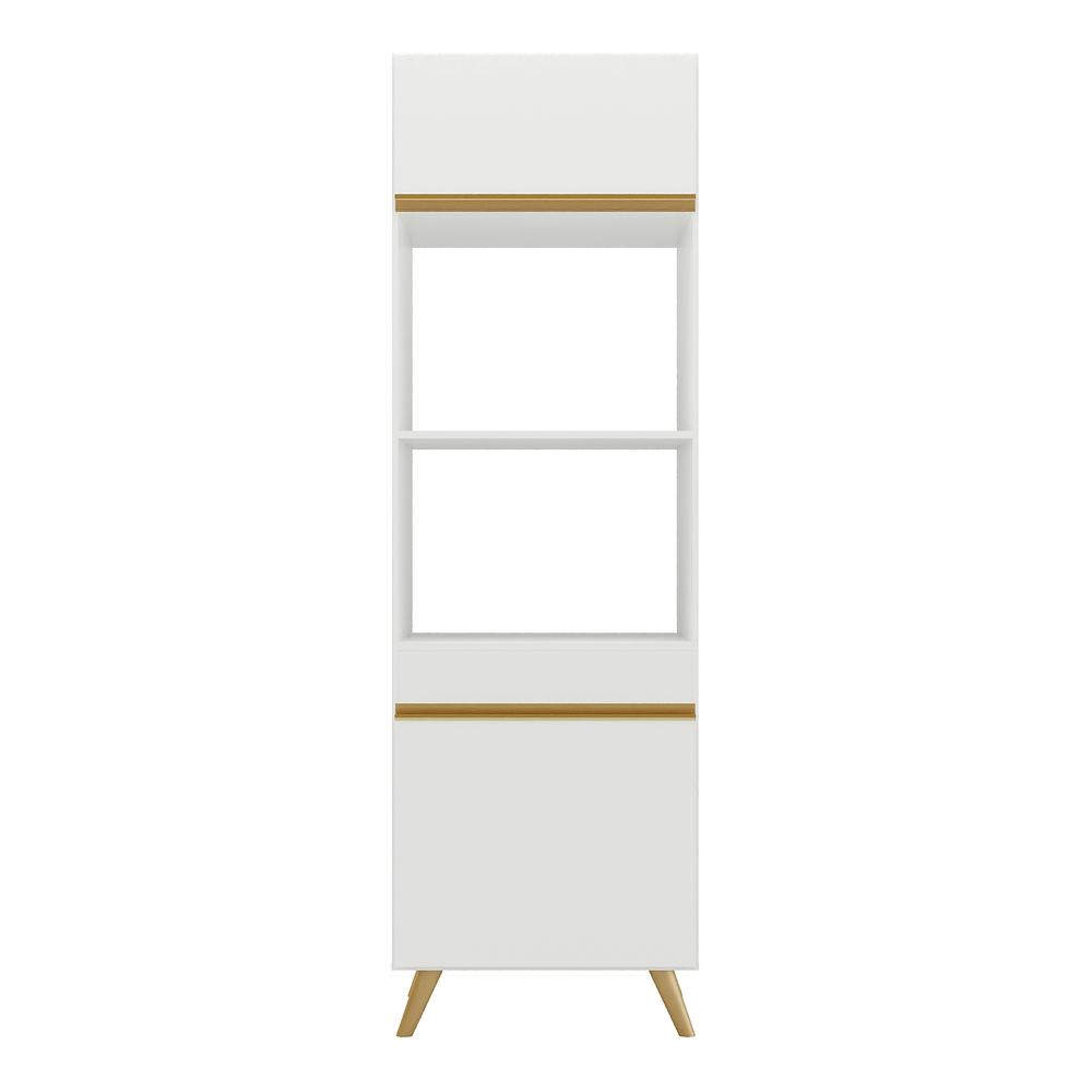 Paneleiro 2 Portas 63cm para Forno e Microondas Veneza Multimóveis V3679 Branco/Dourado