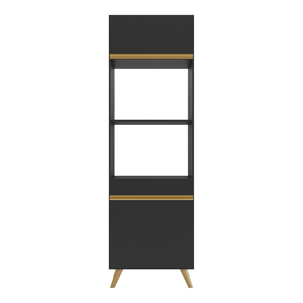Paneleiro 2 Portas 63cm para Forno e Microondas Veneza Multimóveis V3679 Preto/Dourado
