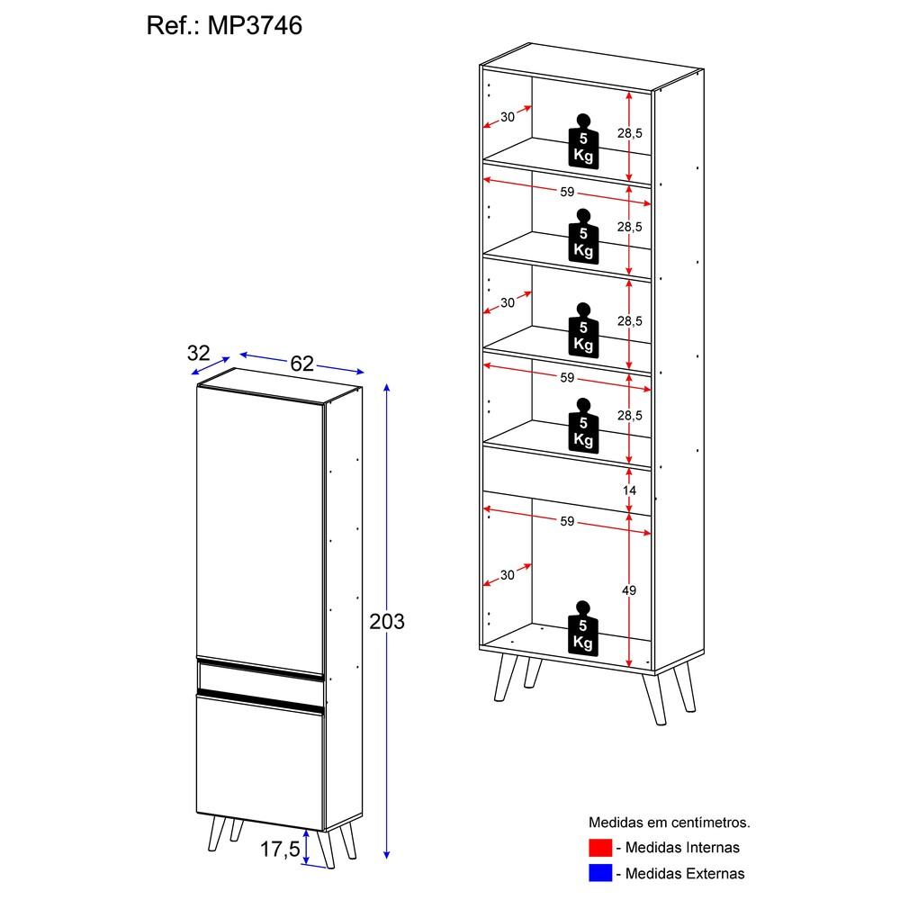 Paneleiro 2 Portas Veneza GW Multimóveis MP3746 Branco